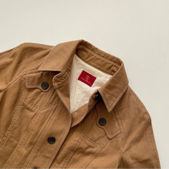 Cole Haan Tan Designer Denim Jean Jacket Size S Small - Picture 2 of 12